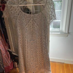 For Love & Lemons Grey Lace Backless Mini Dress, Size M
